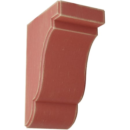 Ekena Millwork 3 1/2"W x 5"D x 7 1/2"H Bedford Wood Vintage Decor Bracket, Salvage Red BKTWD04X05X08BERD